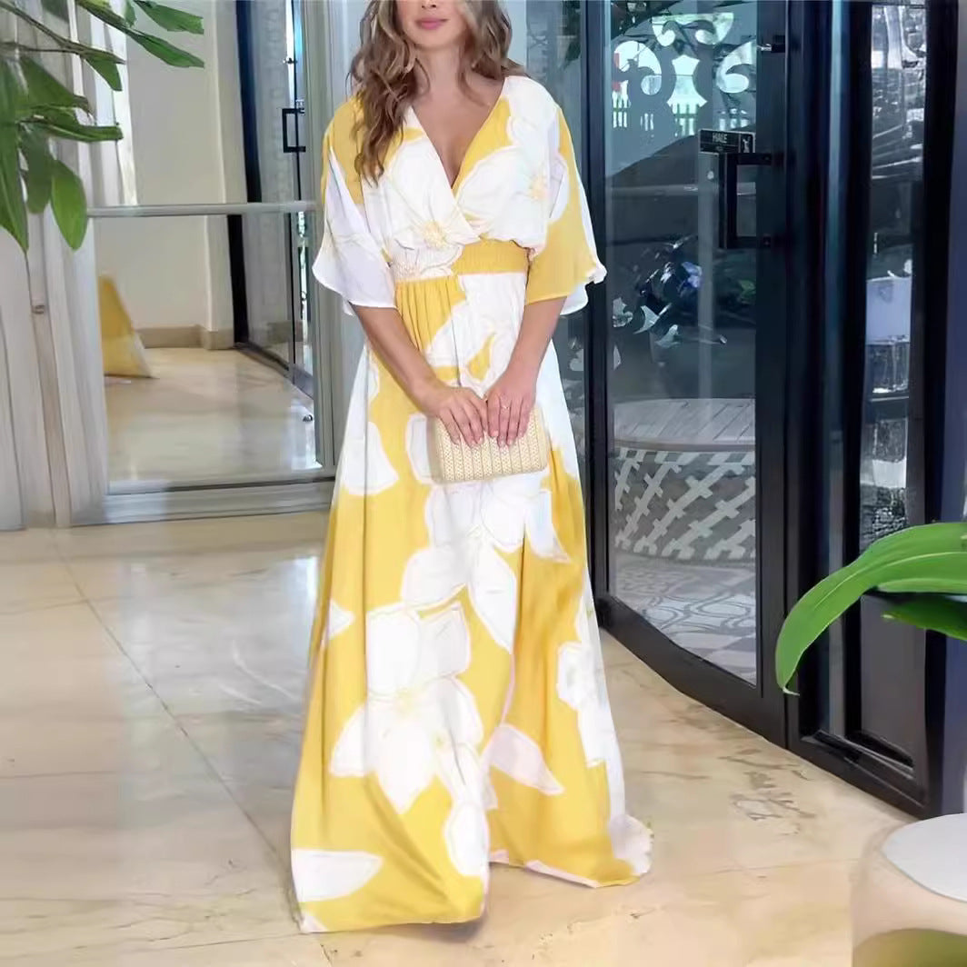 Damklänning – Elegant Maxiklänning med Blommönster, Vardags- och Feststil