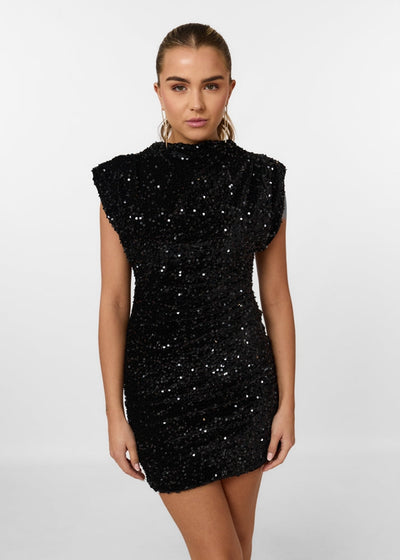 Sequinned Dress With Shoulders Pads