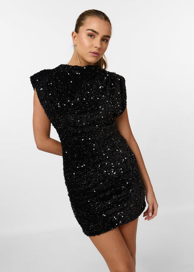 Sequinned Dress With Shoulders Pads