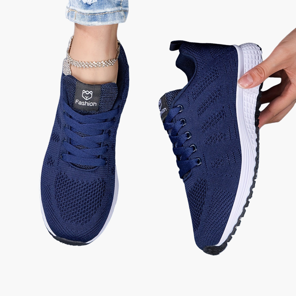 Dam Sneakers Sportstil Lättvikts Komfortskor för Träning och Vardag