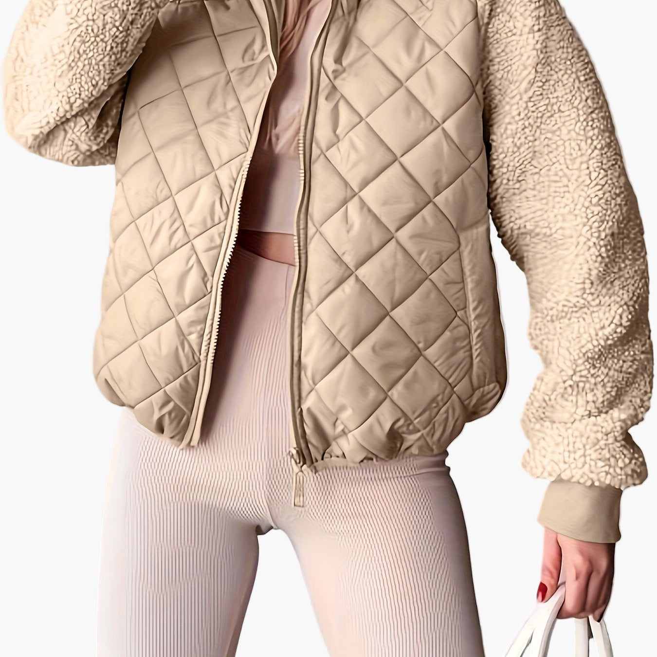 Dam quiltad vardagsjacka med huva och avslappnad passform