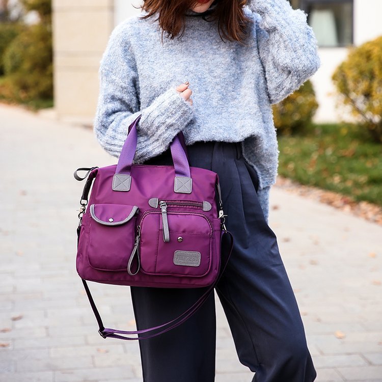 Francesca – Rymlig multi-fick axelväska i nylon för kvinnor, vattentåliga handväskor, kvinnlig avslappnad pendlarväska