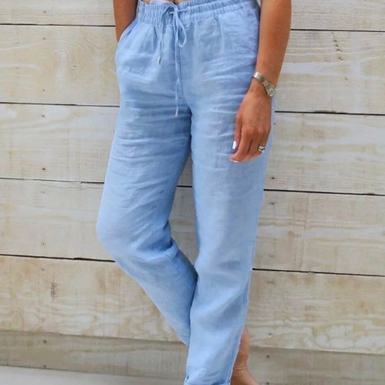 Audrey – Högmidjade Byxor i Bomull och