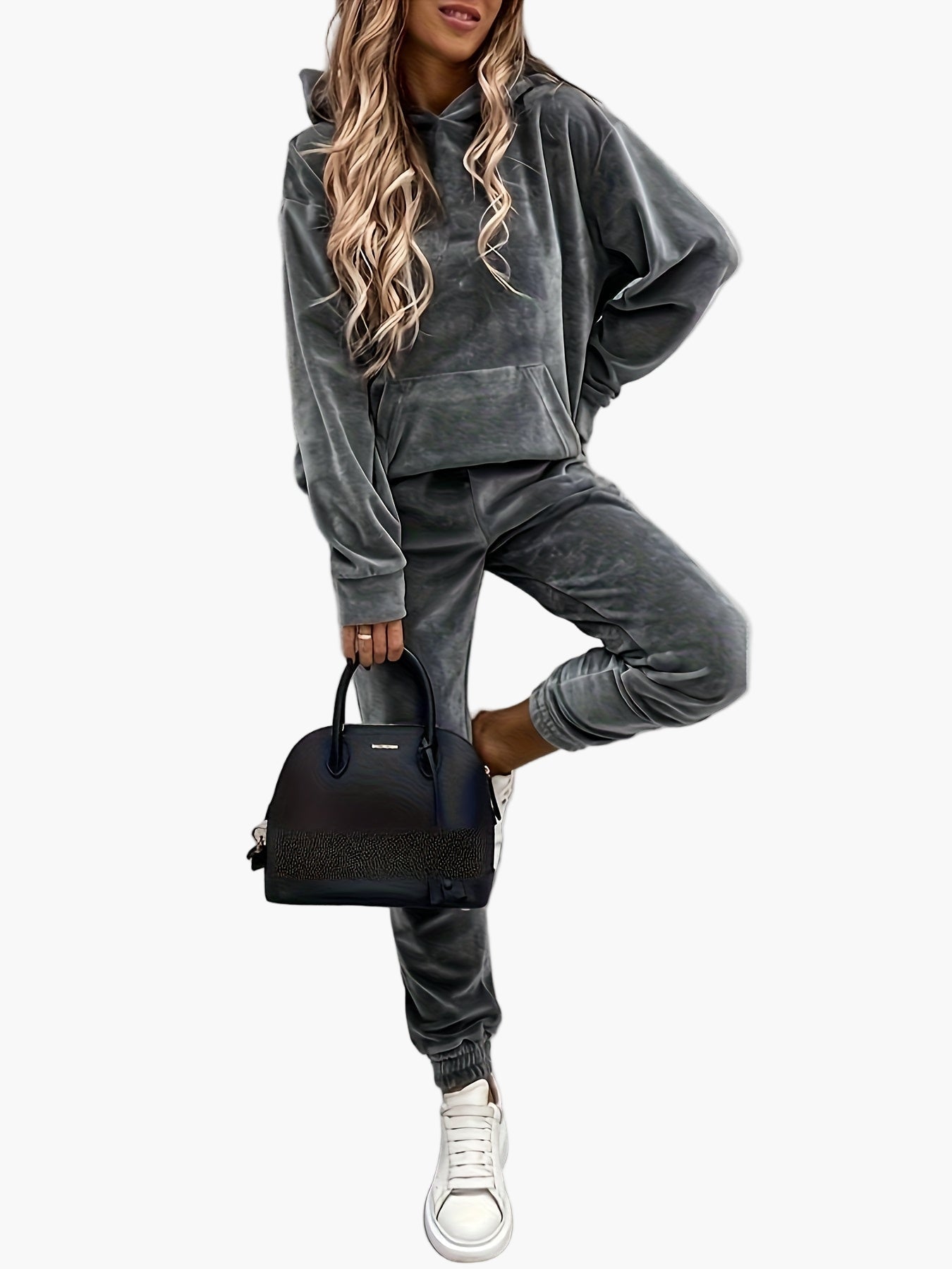 Damset Sportig Hoodie och Joggingbyxor – Vardagsoutfit med Trendig Design