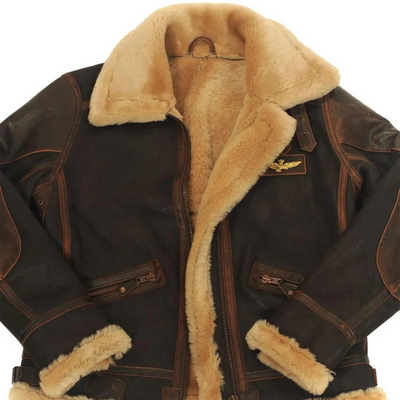 Men's Leather Bomber Jacket | Warm