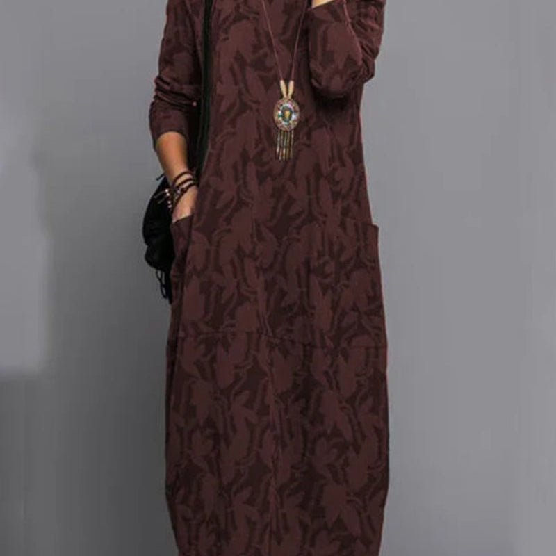 Sara – Långärmad tröja med fickor och tryck