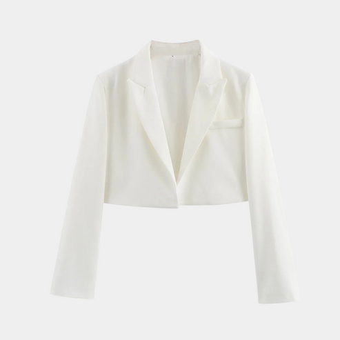Women’s Cropped Blazer Jacket - Tailored Long Sleeve Open Front
