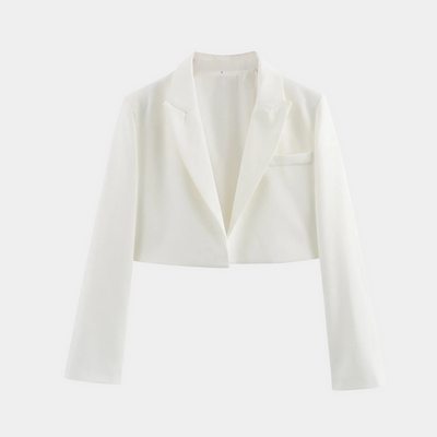 Women’s Cropped Blazer Jacket - Tailored Long Sleeve Open Front