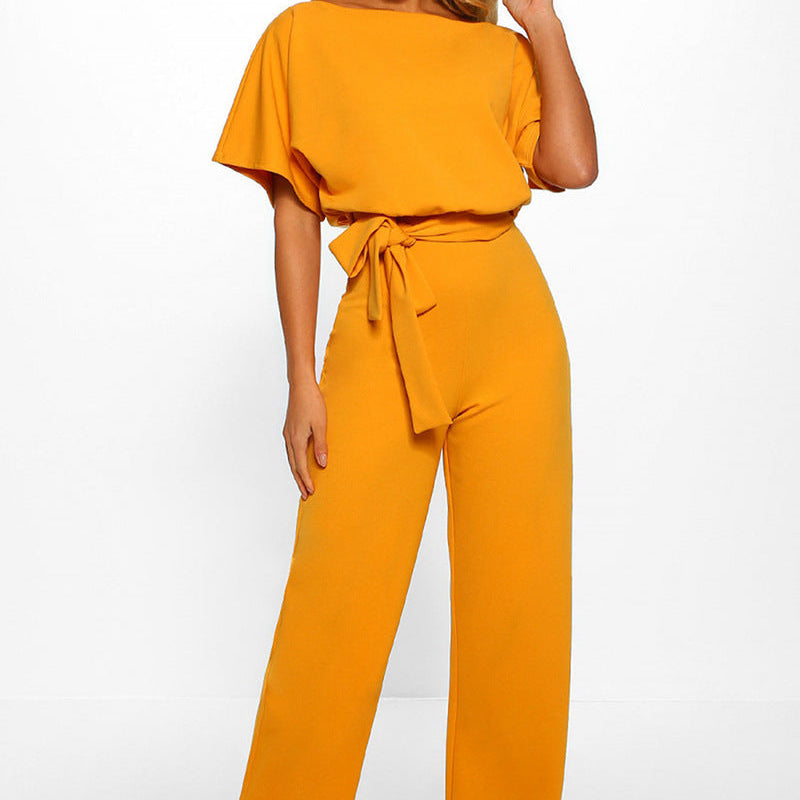 Jenny – Kortärmad Jumpsuit med Snörning i 7 Färger