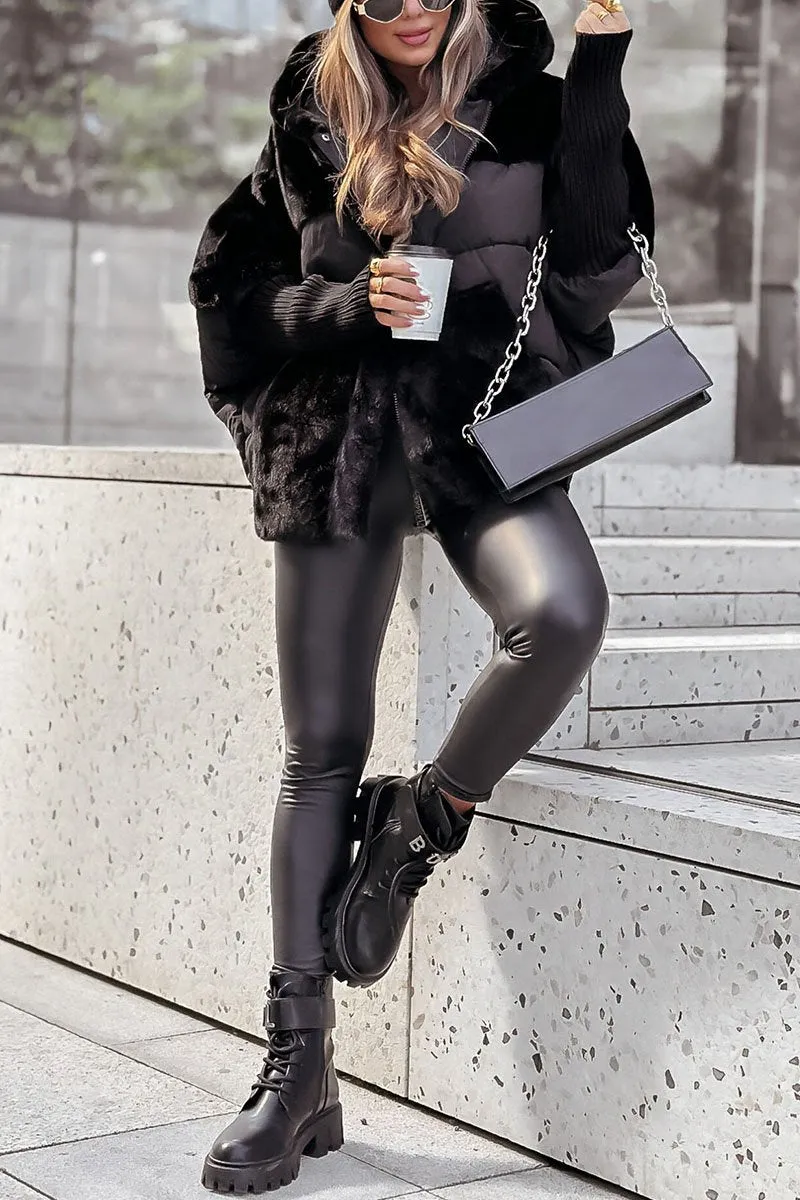 Damjacka – Trendig Vinterjacka med Huva och Fuskpäls, Perfekt för Kallt Väder och Stadsliv