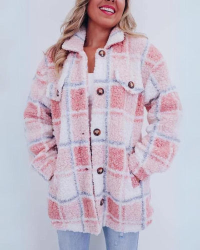 Women’s Plaid Jacket – Button Front