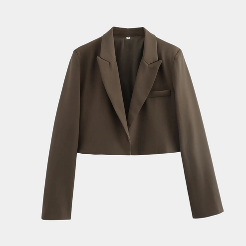 Women’s Cropped Blazer Jacket - Tailored Long Sleeve Open Front