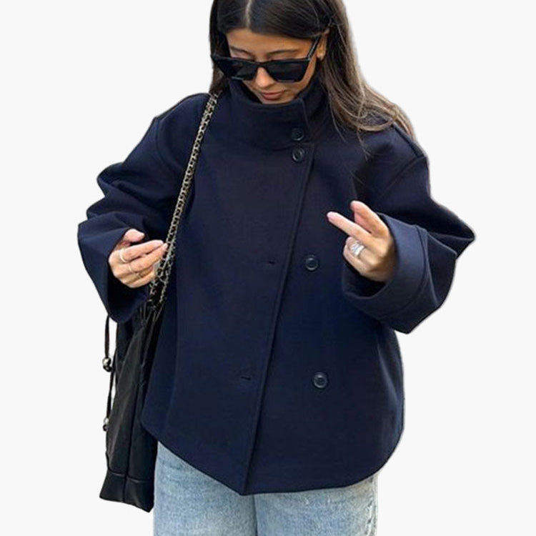 Damjacka – Kort dubbelknäppt jacka för höst och vinter – Elegant och mångsidig ytterplagg