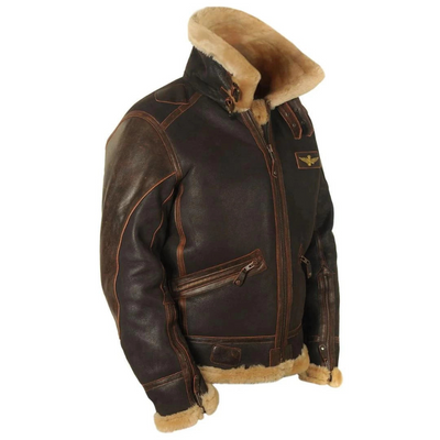 Men's Leather Bomber Jacket | Warm