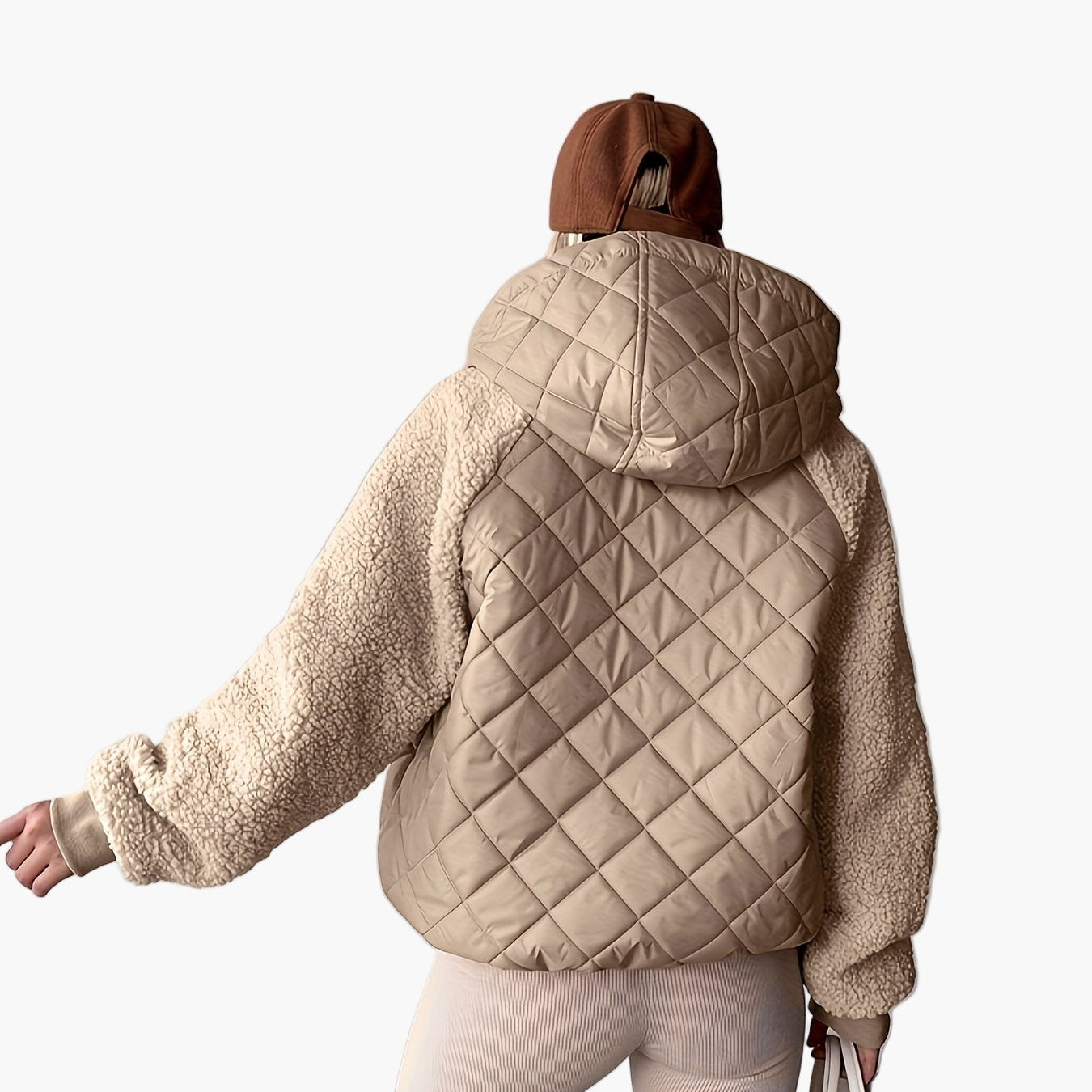 Dam quiltad vardagsjacka med huva och avslappnad passform