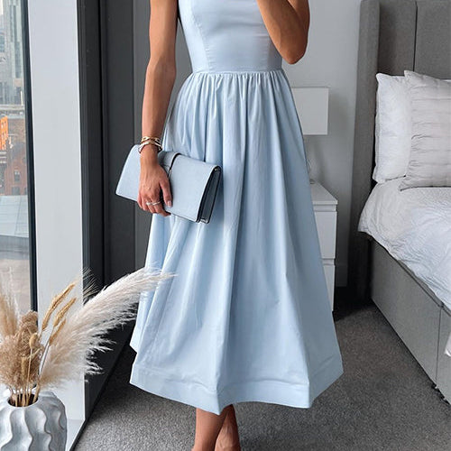 Spaghetti Band Midja A-linje Midi Klänning