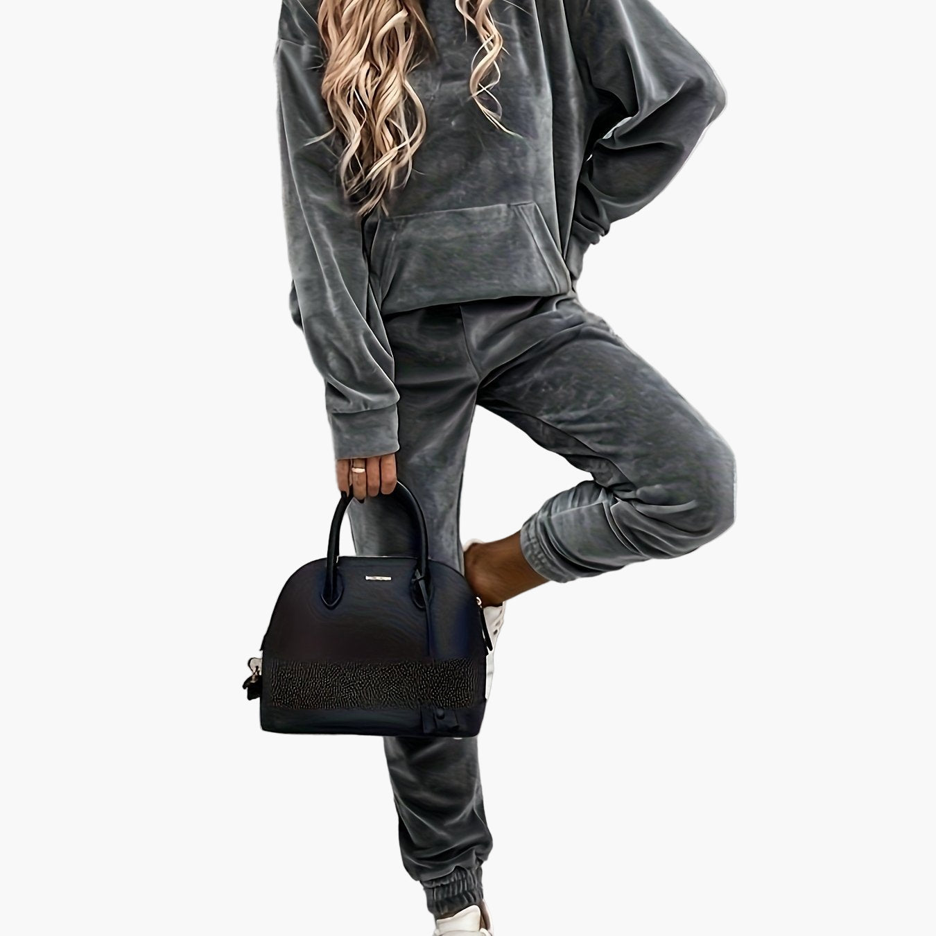 Damset Sportig Hoodie och Joggingbyxor – Vardagsoutfit med Trendig Design