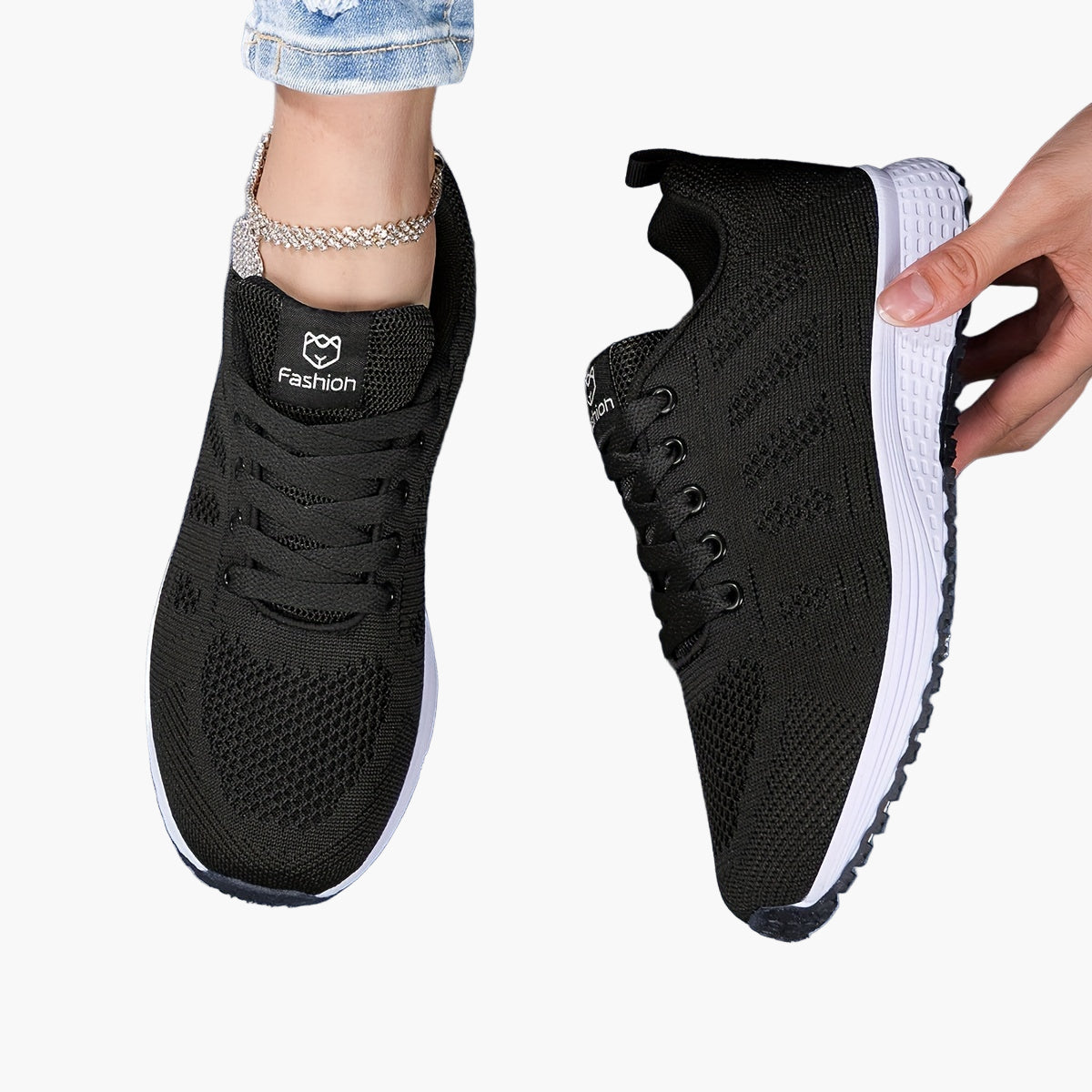 Dam Sneakers Sportstil Lättvikts Komfortskor för Träning och Vardag