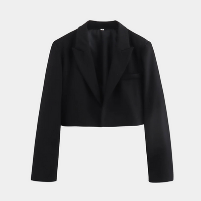 Women’s Cropped Blazer Jacket - Tailored Long Sleeve Open Front