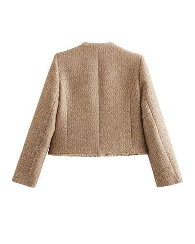 Tailored Cropped Jacket - Gold Button Blazer
