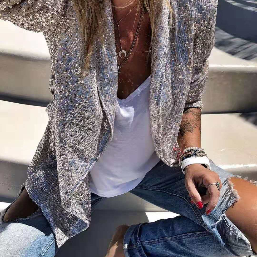 Alfred – Eleganta Blazer med Paljetter och Långa Ärmar