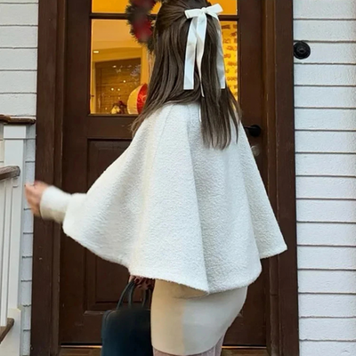 Women’s High Neck Cape Coat – Elegant A-Line Swing Jacket