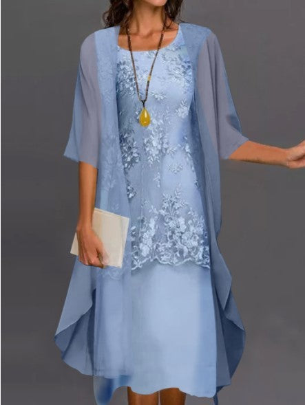 Dam Elegant Festklänning med Själ och Spetsdetaljer – Perfekt för Bröllop och Högtider