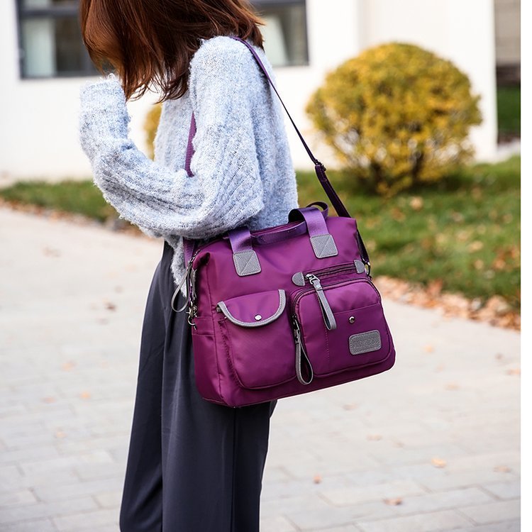 Francesca – Rymlig multi-fick axelväska i nylon för kvinnor, vattentåliga handväskor, kvinnlig avslappnad pendlarväska