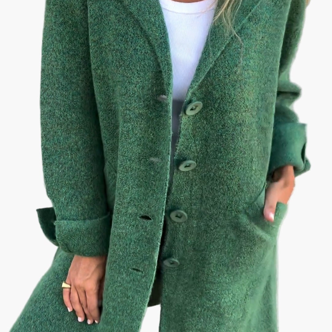 Dam Lång Kappa med Upprullade Ärmar – Elegant och Mångsidig Höst/Vårjacka