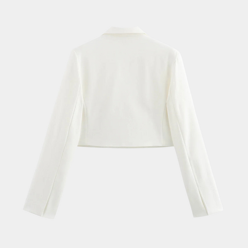 Women’s Cropped Blazer Jacket - Tailored Long Sleeve Open Front