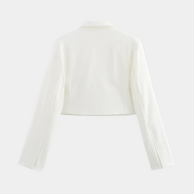 Women’s Cropped Blazer Jacket - Tailored Long Sleeve Open Front