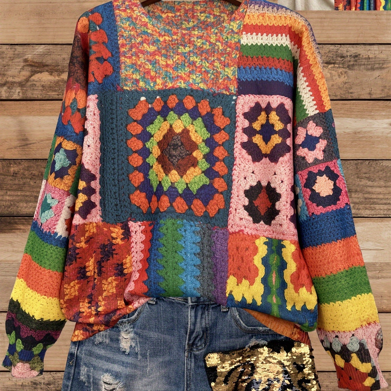 Chelsea – Stickad Tröja med 3D Rutmönster