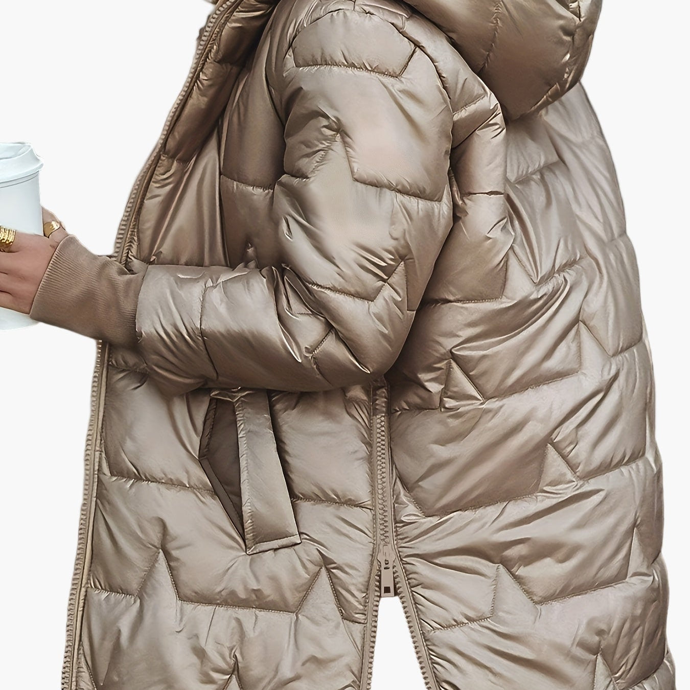 Dam vinterjacka med huva och dragkedja – elegant vardagsstil