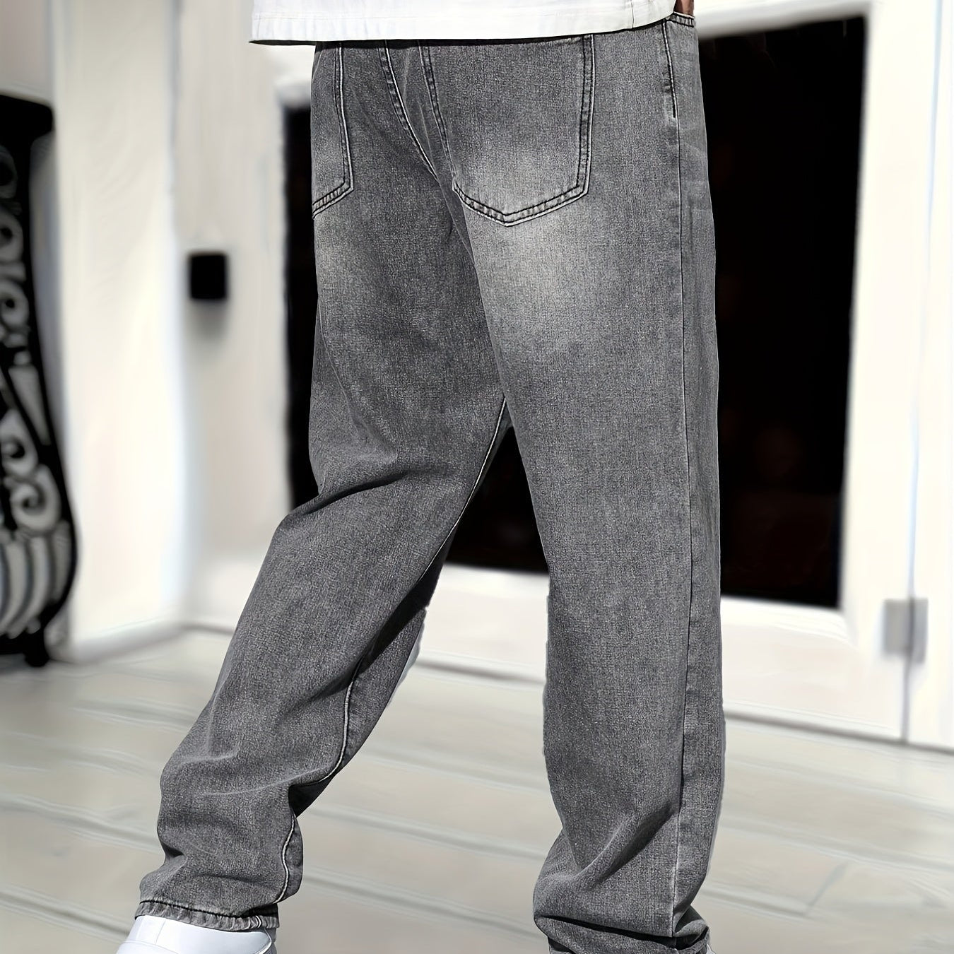 Herrjeans Rak Passform Streetwear För Vardag och Fritid