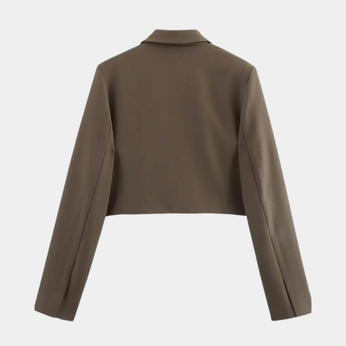 Women’s Cropped Blazer Jacket - Tailored Long Sleeve Open Front