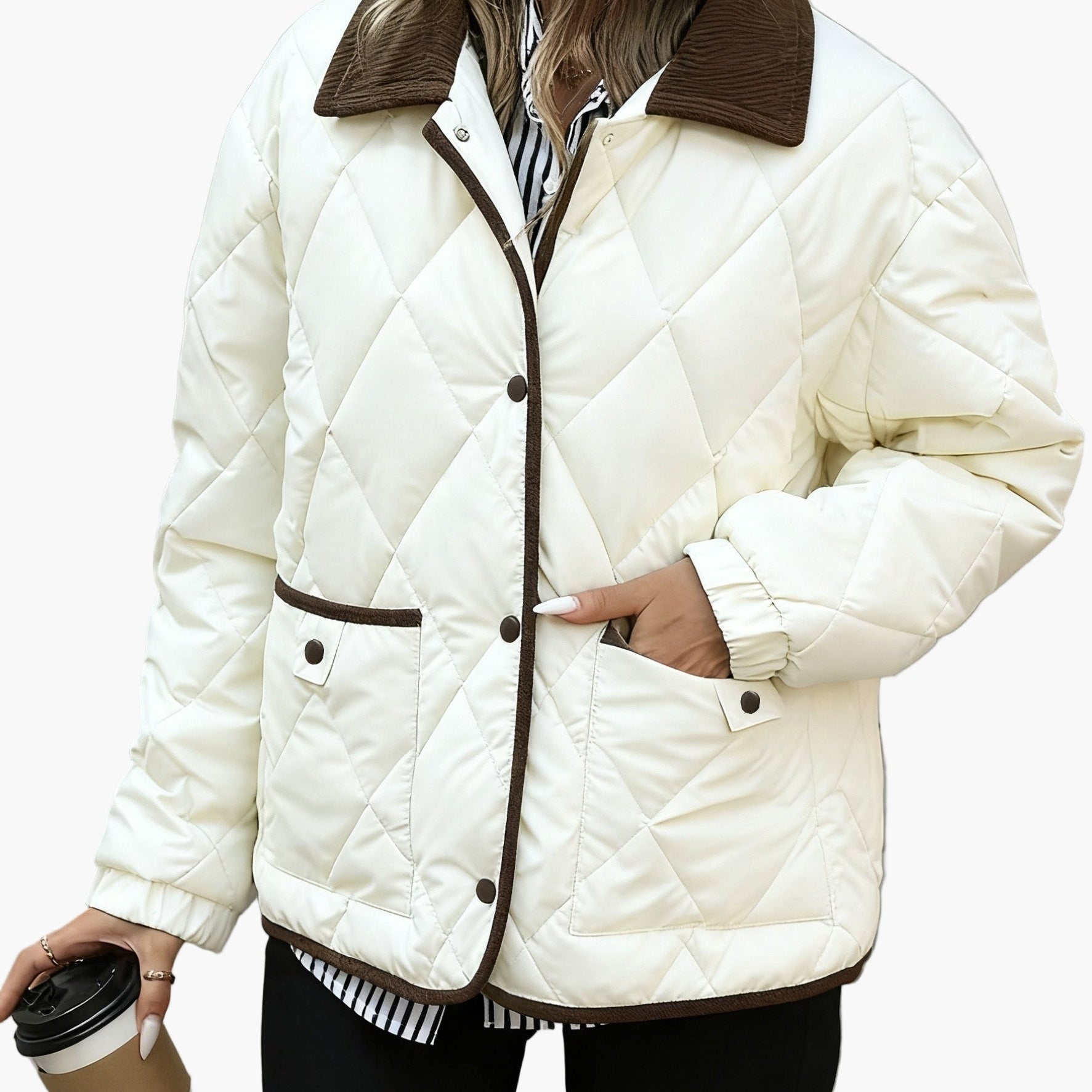 Dam Quilted Vintage Jacka för Vardagsbruk och Höstmode