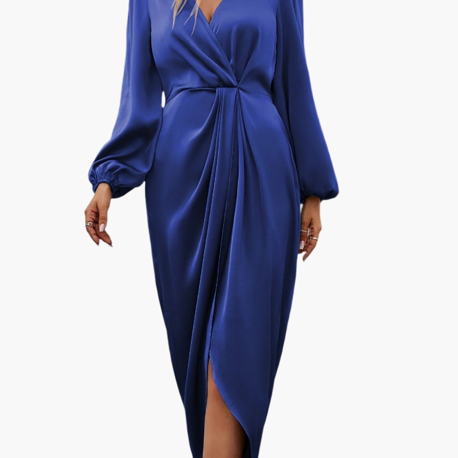 Dam Elegant Omlottklänning med Långa Ärmar för Fest och Formella Tillfällen