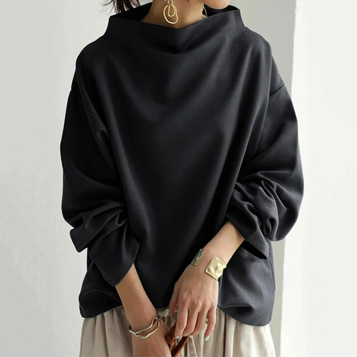 Dam Tröja Oversize Elegant Långärmad Pullover för Vardagsbruk och Fest
