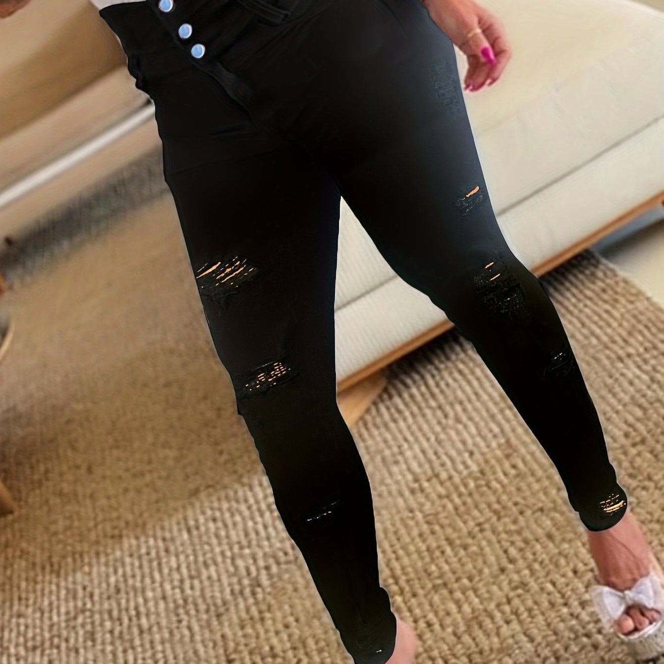 Helen – Höga Midja Rippade Jeans, Street Style Denim