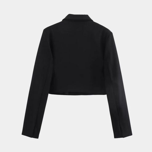 Women’s Cropped Blazer Jacket - Tailored Long Sleeve Open Front