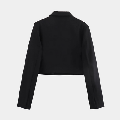Women’s Cropped Blazer Jacket - Tailored Long Sleeve Open Front