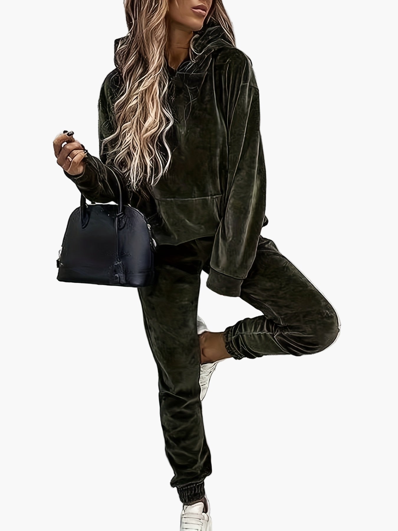 Damset Sportig Hoodie och Joggingbyxor – Vardagsoutfit med Trendig Design