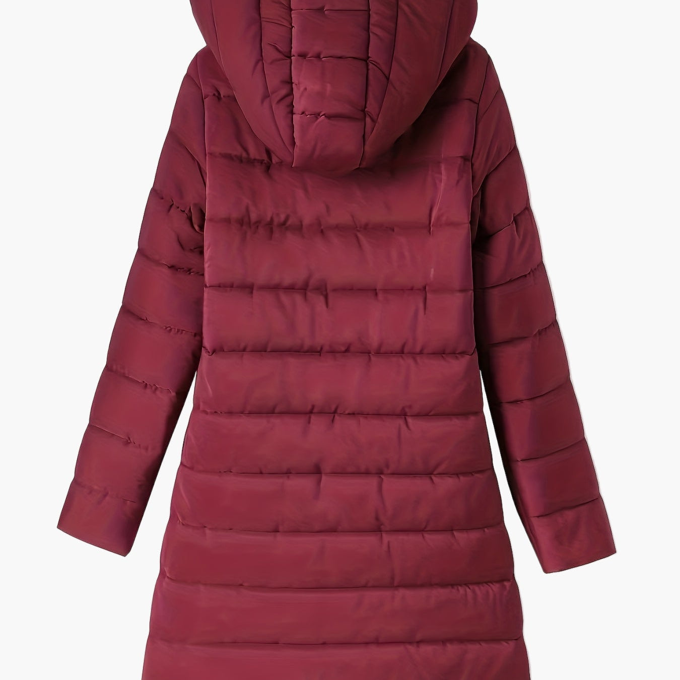 Dam vinterjacka med huva och dragkedja – Lång, vadderad, vardagsstil