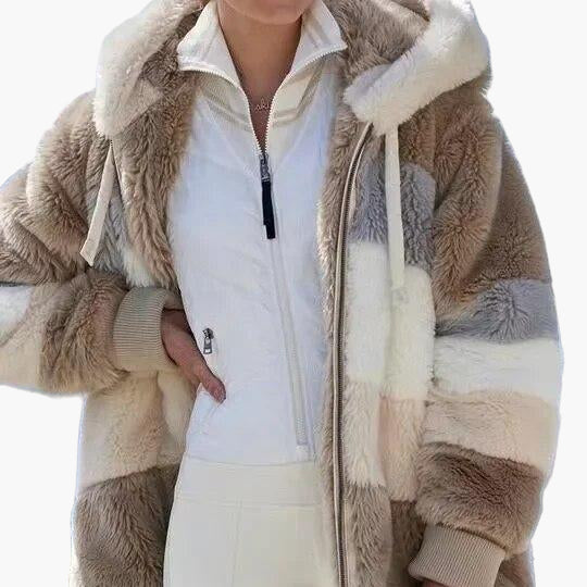 Damjacka med huva och dragkedja – Trendig vinterjacka för vardag och fritid