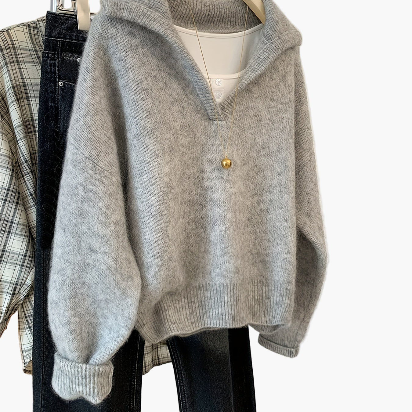 Damtröja Vintage V-ringad Stickad Höst/Vinter Fritidsstil