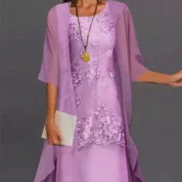 Dam Elegant Festklänning med Själ och Spetsdetaljer – Perfekt för Bröllop och Högtider