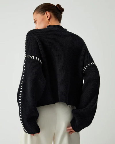 Women’s Relaxed Stitch Detail Sweater – Minimalist Knitwear