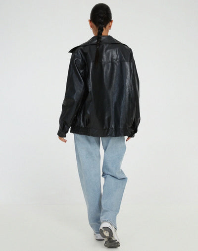 Women’s Oversized PU Jacket - Trendy Streetwear