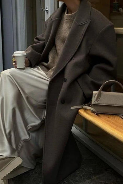 Women’s Winter Coat - Longline Double-Breasted Overcoat