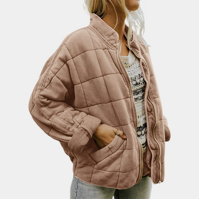 Quilted Zip-Up Jacket with Side Pockets
